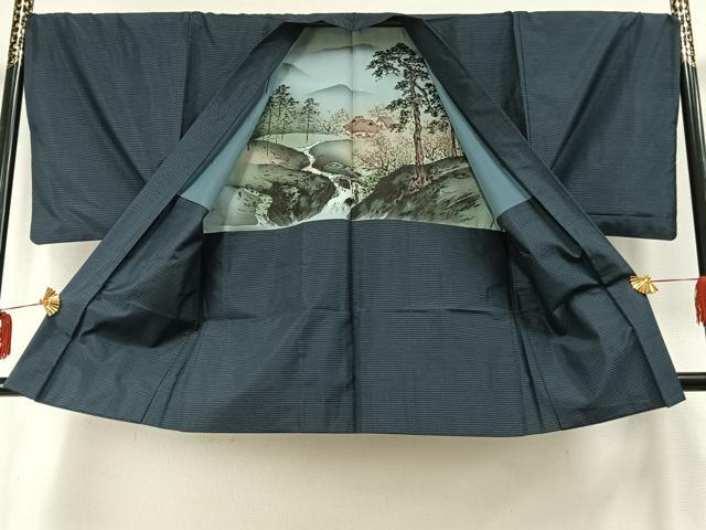 平和屋着物●男性　本場大島紬　アンサンブル　亀甲絣　正絹　逸品　AABD0712fy