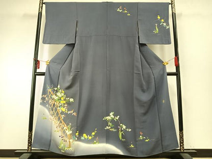 平和屋着物●訪問着 作家物 草花文 暈し染め 正絹 逸品 AABD0715fy
