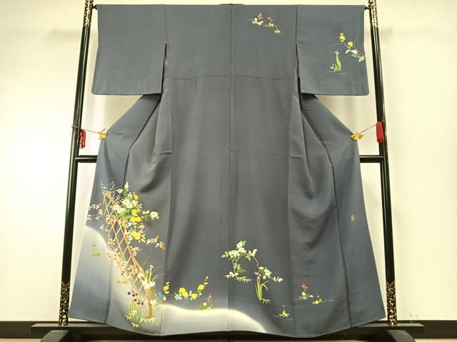 平和屋着物●訪問着 作家物 草花文 暈し染め 正絹 逸品 AABD0715fy