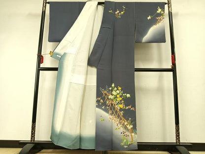 平和屋着物●訪問着 作家物 草花文 暈し染め 正絹 逸品 AABD0715fy