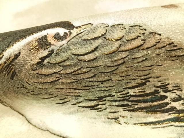 平和屋着物●訪問着 手描き 鴛鴦 暈し染め 金彩 さが美扱い 正絹 逸品 未使用 AABD0716fy