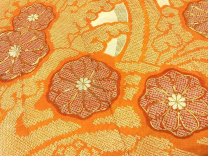 平和屋着物●豪華振袖　駒刺繍　絞り　舞花文　金彩　正絹　逸品　AABD0720fy