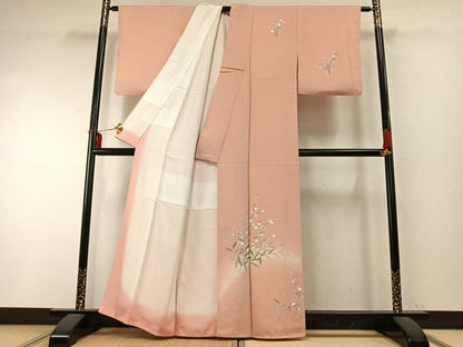 平和屋着物●訪問着　友禅　枝花文　暈し染め　正絹　逸品　AABD0721fy