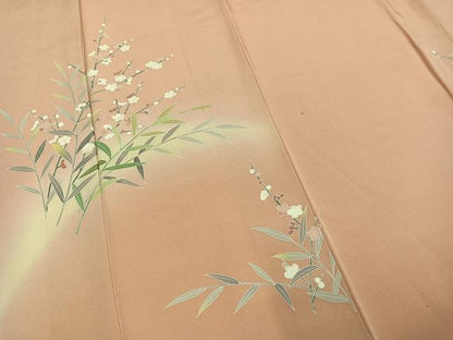 平和屋着物●訪問着　友禅　枝花文　暈し染め　正絹　逸品　AABD0721fy