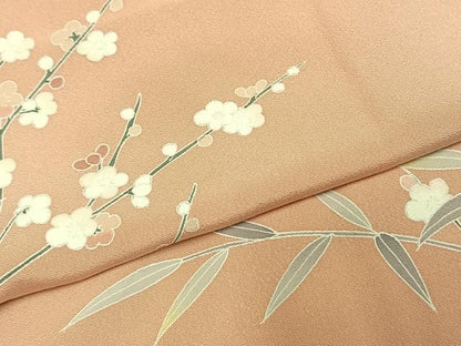 平和屋着物●訪問着　友禅　枝花文　暈し染め　正絹　逸品　AABD0721fy
