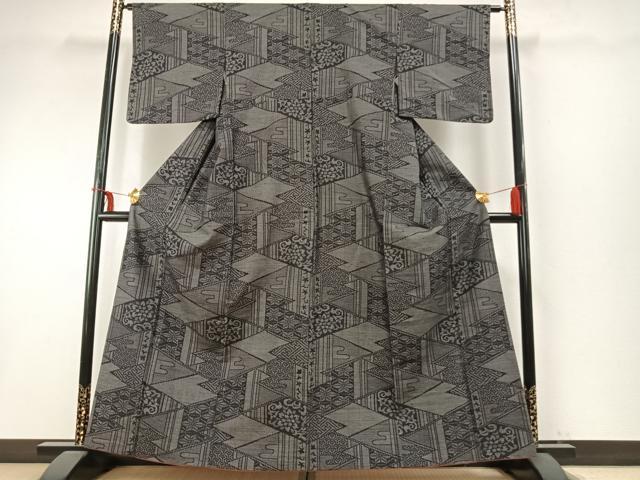 平和屋着物●上質な紬　100亀甲　切嵌文　正絹　逸品　AABD0722fy