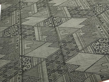 平和屋着物●上質な紬　100亀甲　切嵌文　正絹　逸品　AABD0722fy