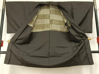 平和屋着物∞男性　お召　羽織　檳榔子染色　正絹　逸品　AABD0725fy