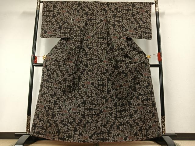 平和屋着物●本場大島紬 一元7マルキ 草花文 正絹 逸品 未使用 AABD0726fy