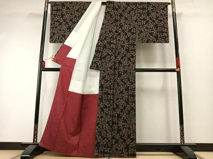 平和屋着物●本場大島紬 一元7マルキ 草花文 正絹 逸品 未使用 AABD0726fy