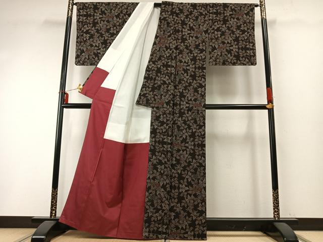 平和屋着物●本場大島紬 一元7マルキ 草花文 正絹 逸品 未使用 AABD0726fy