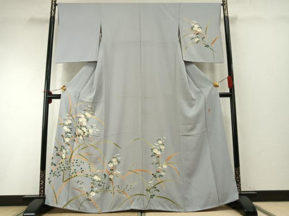 平和屋着物●訪問着 友禅 作家物 草花文 正絹 逸品 AABD0732fy