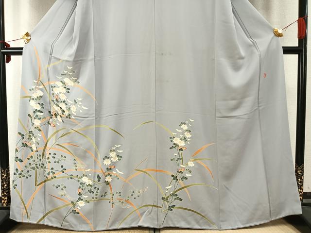平和屋着物●訪問着 友禅 作家物 草花文 正絹 逸品 AABD0732fy