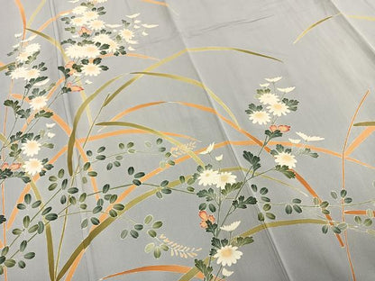 平和屋着物●訪問着 友禅 作家物 草花文 正絹 逸品 AABD0732fy