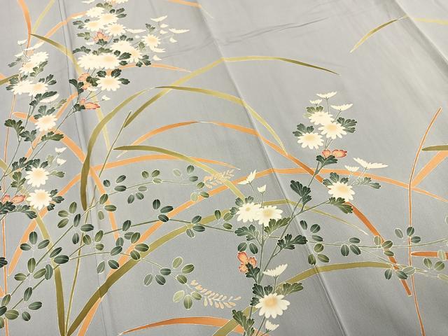 平和屋着物●訪問着 友禅 作家物 草花文 正絹 逸品 AABD0732fy