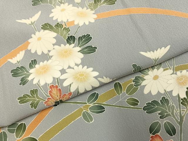 平和屋着物●訪問着 友禅 作家物 草花文 正絹 逸品 AABD0732fy