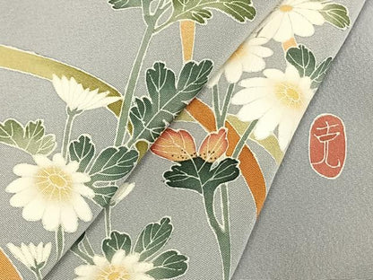 平和屋着物●訪問着 友禅 作家物 草花文 正絹 逸品 AABD0732fy