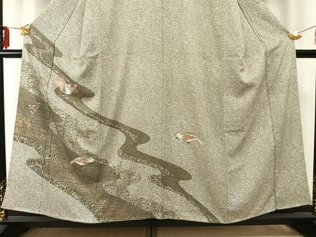 平和屋着物●訪問着　刺繍　流水飛鳥文　正絹　逸品　AABD0744fy