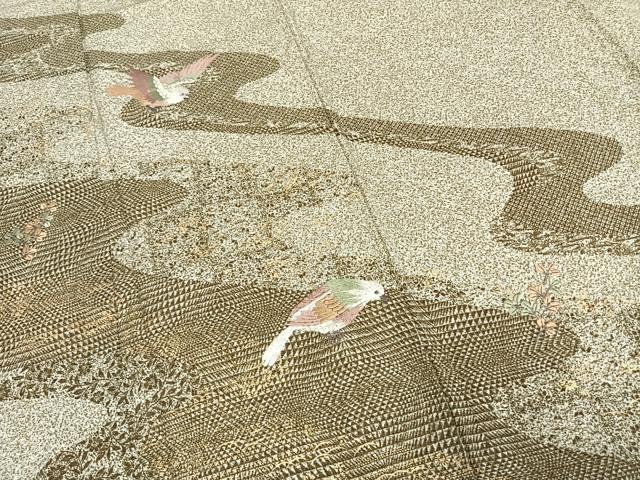平和屋着物●訪問着　刺繍　流水飛鳥文　正絹　逸品　AABD0744fy