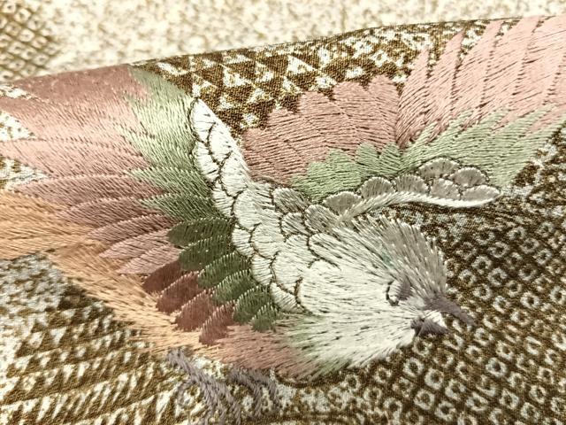平和屋着物●訪問着　刺繍　流水飛鳥文　正絹　逸品　AABD0744fy