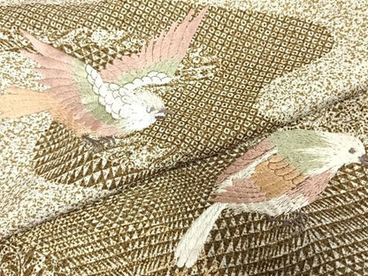 平和屋着物●訪問着　刺繍　流水飛鳥文　正絹　逸品　AABD0744fy