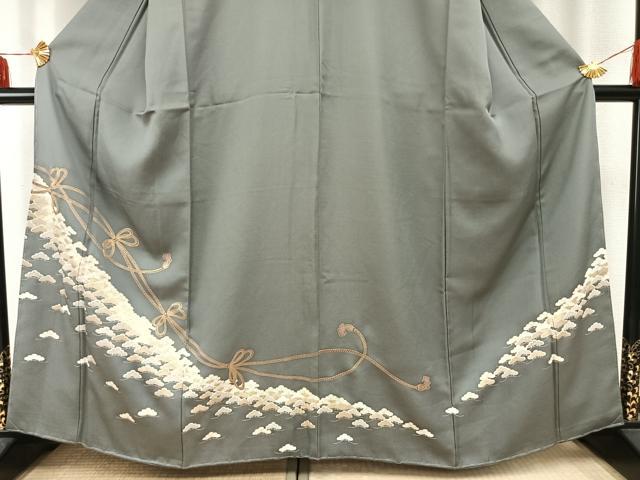 平和屋着物●訪問着　駒刺繍　結び紐文　金彩　正絹　逸品　AABD0745fy