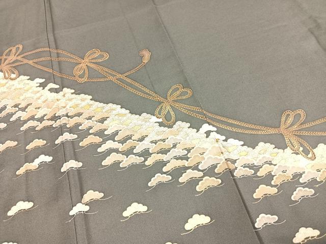 平和屋着物●訪問着　駒刺繍　結び紐文　金彩　正絹　逸品　AABD0745fy