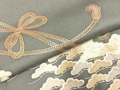 平和屋着物●訪問着　駒刺繍　結び紐文　金彩　正絹　逸品　AABD0745fy