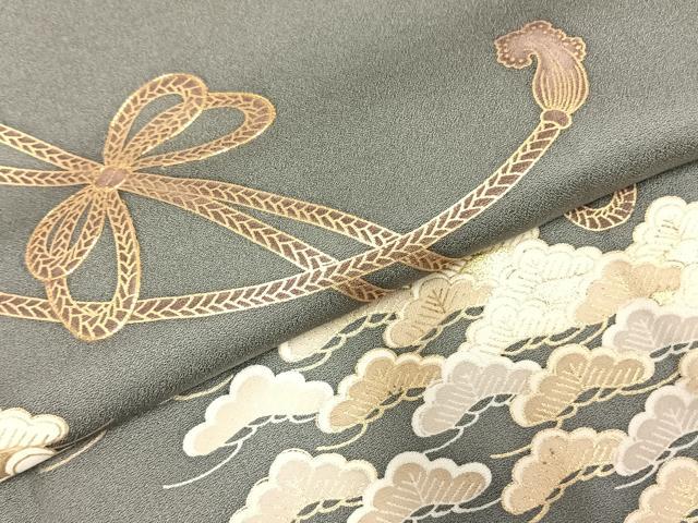 平和屋着物●訪問着　駒刺繍　結び紐文　金彩　正絹　逸品　AABD0745fy