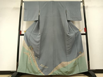 平和屋着物●訪問着　蔦の葉文　金銀彩　正絹　逸品　AABD0746fy