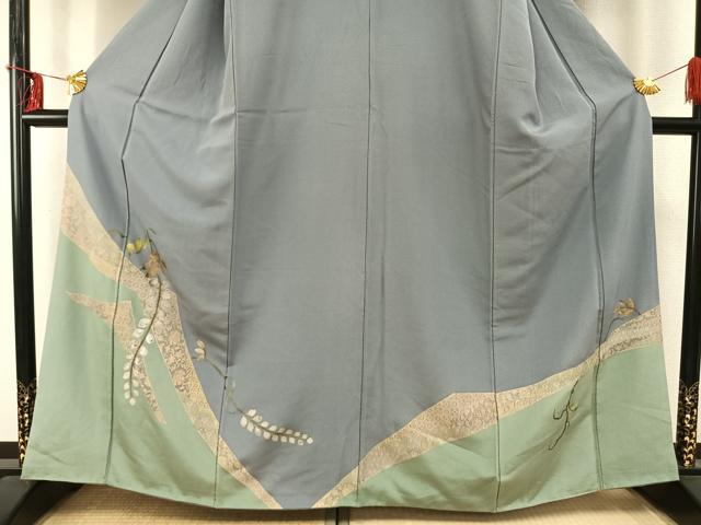 平和屋着物●訪問着　蔦の葉文　金銀彩　正絹　逸品　AABD0746fy