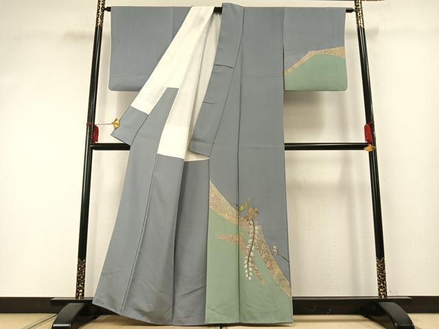平和屋着物●訪問着　蔦の葉文　金銀彩　正絹　逸品　AABD0746fy