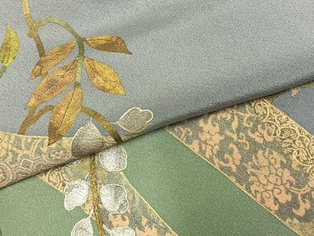 平和屋着物●訪問着　蔦の葉文　金銀彩　正絹　逸品　AABD0746fy