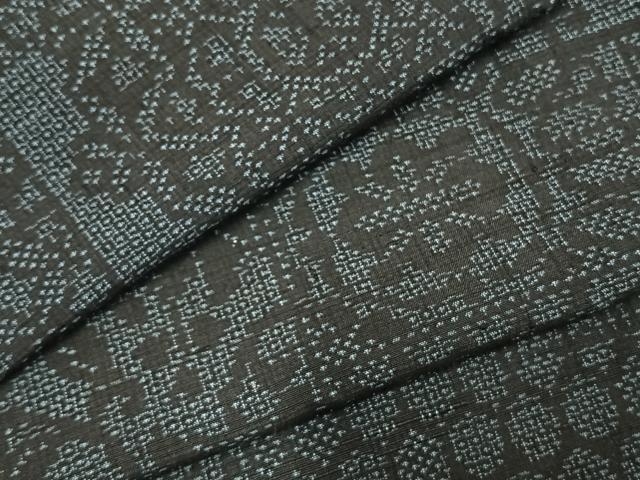 平和屋着物▽結城紬 単衣 100亀甲 色紙重ね文 正絹 逸品 AABD0756fy