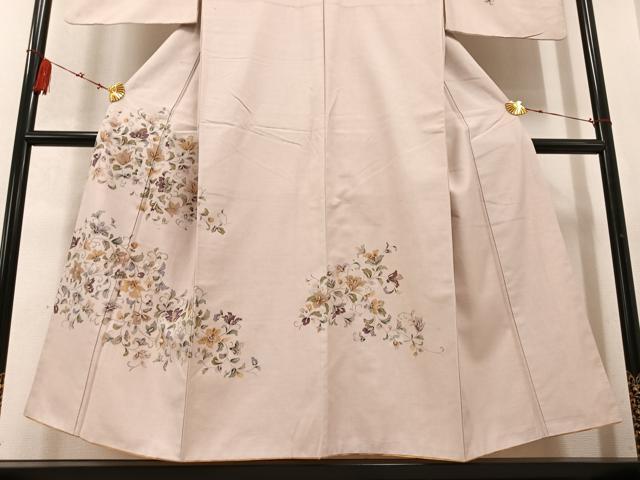 平和屋着物●訪問着　紬地　花唐草文　金彩　正絹　逸品　AABD0762ph
