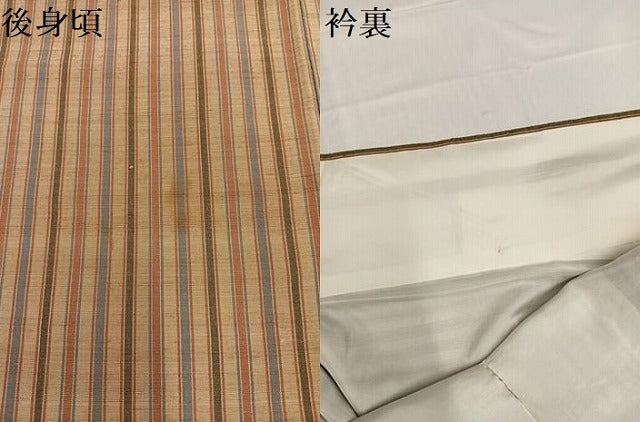 平和屋着物●上質な紬　間道　正絹　逸品　AABD0764ph