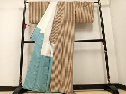 平和屋着物●上質な紬　間道　正絹　逸品　AABD0764ph