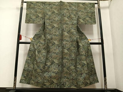 平和屋着物●本場大島紬　一元7マルキ　総絣　風景草木文　正絹　逸品　未使用　AABD0766ph
