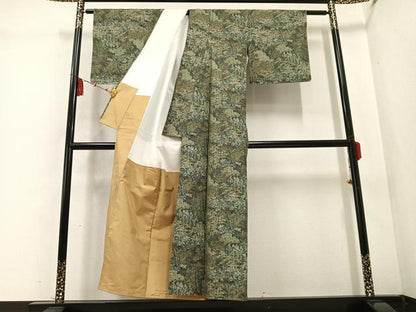 平和屋着物●本場大島紬　一元7マルキ　総絣　風景草木文　正絹　逸品　未使用　AABD0766ph