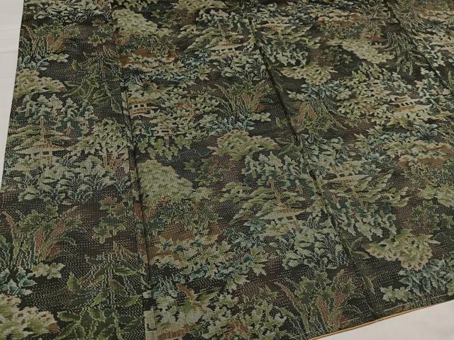 平和屋着物●本場大島紬　一元7マルキ　総絣　風景草木文　正絹　逸品　未使用　AABD0766ph
