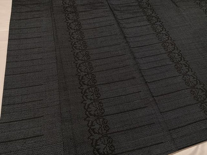 平和屋着物●結城紬　100亀甲　間道　正絹　逸品　AABD0768ph