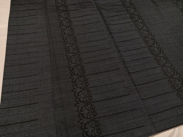 平和屋着物●結城紬　100亀甲　間道　正絹　逸品　AABD0768ph