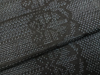 平和屋着物●結城紬　100亀甲　間道　正絹　逸品　AABD0768ph
