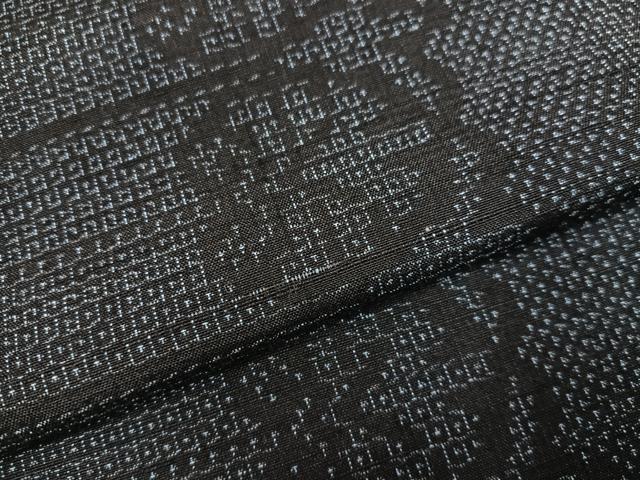平和屋着物●結城紬　100亀甲　間道　正絹　逸品　AABD0768ph