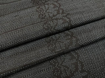 平和屋着物●結城紬　100亀甲　間道　正絹　逸品　AABD0768ph