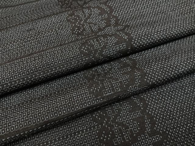 平和屋着物●結城紬　100亀甲　間道　正絹　逸品　AABD0768ph