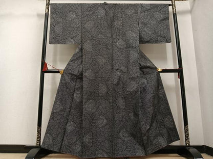 平和屋着物●本場大島紬　一元絣　草花文　正絹　逸品　AABD0772ph
