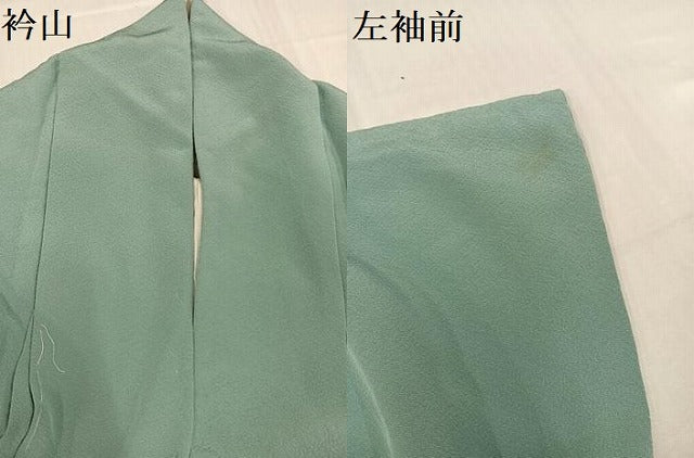 平和屋着物●本草木染作家 瑞鳳 色無地 青竹色 正絹 逸品 AABD0777ph