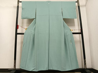 平和屋着物●本草木染作家 瑞鳳 色無地 青竹色 正絹 逸品 AABD0777ph