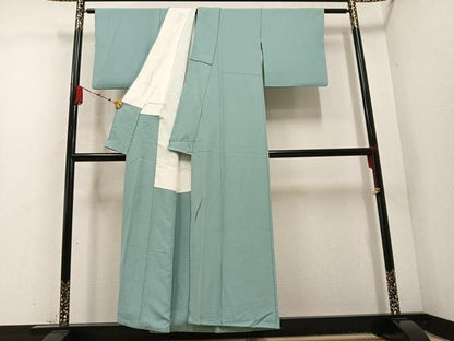 平和屋着物●本草木染作家 瑞鳳 色無地 青竹色 正絹 逸品 AABD0777ph